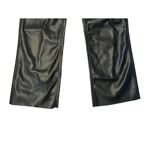 Zara Faux Leather Cropped Pants Black Straight Leg Women’s US Size 8 - Picture 3 of 8